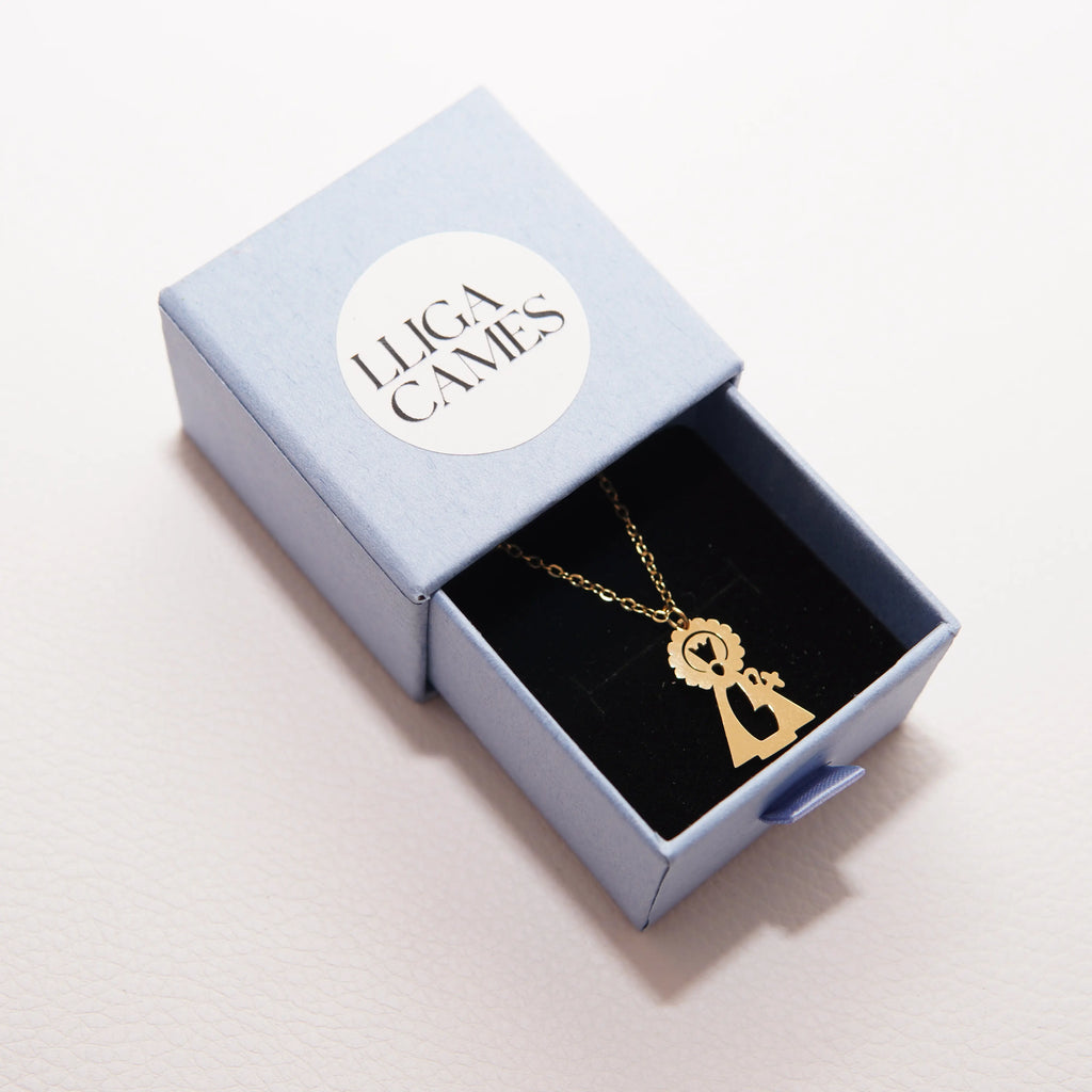 Collar acero inoxidable con medalla de la Virgen de los Desamparados recortada