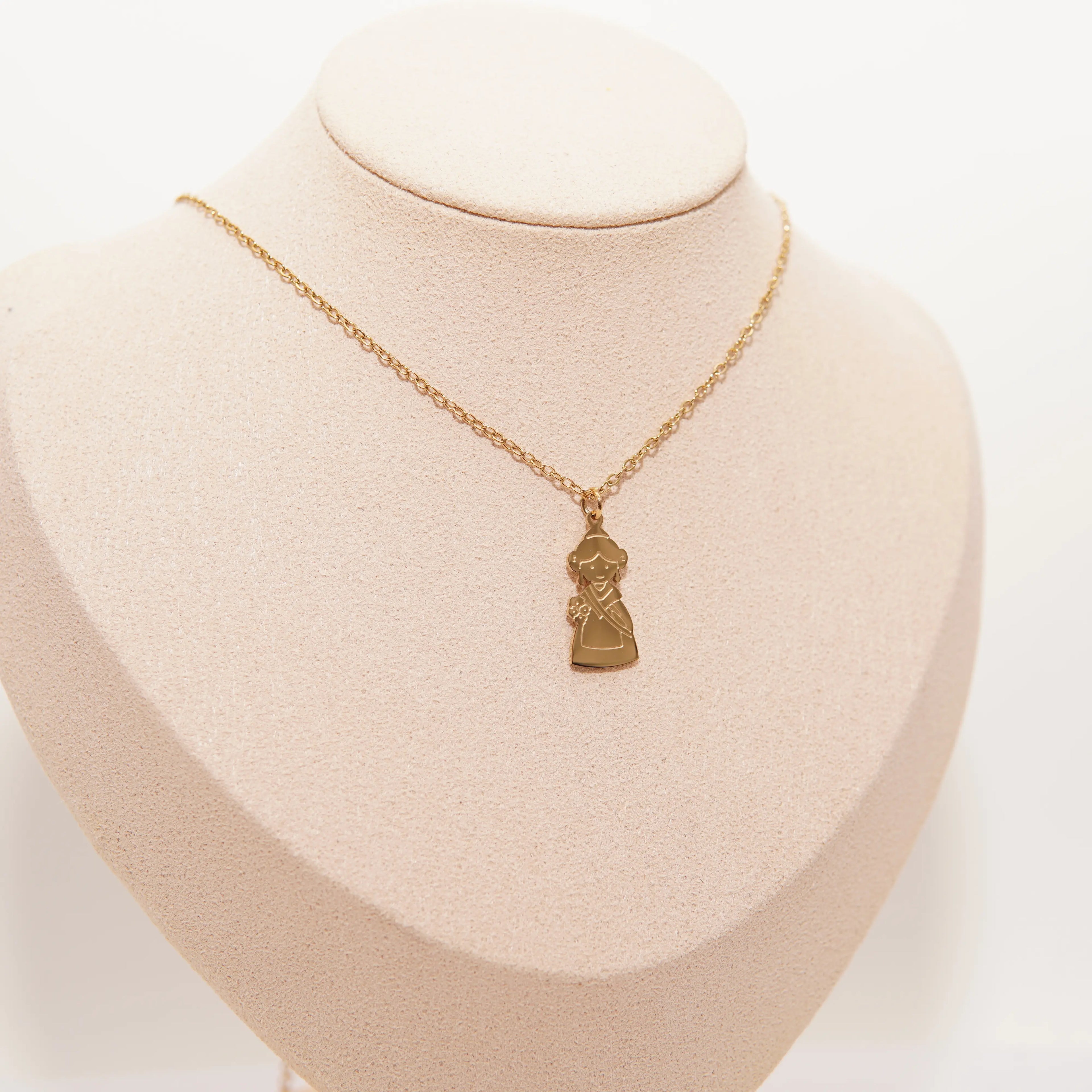 Collar de acero inoxidable con medalla de fallera