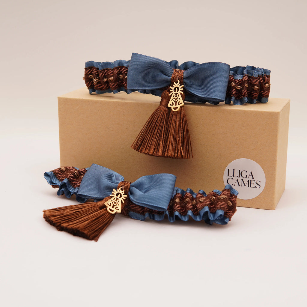 Lligacames Borles azul acero y marrón (medalla no incluida)