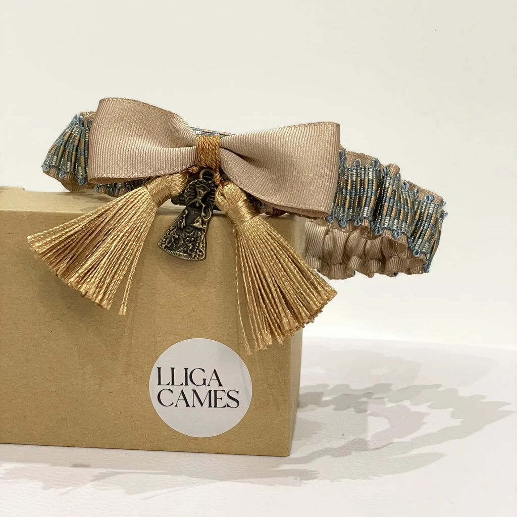 Lligacames Borles beige y verde aguamarina (medalla no incluida)