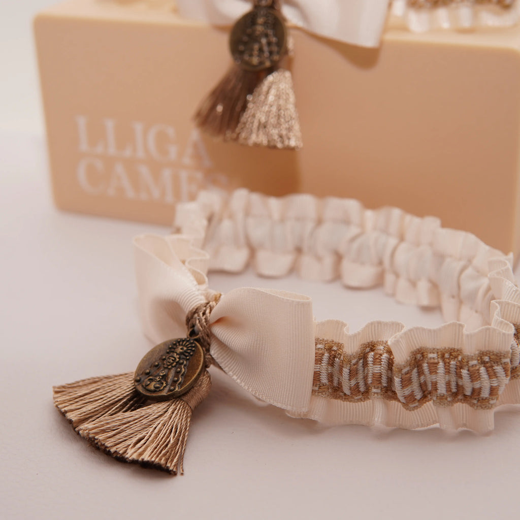 Lligacames Borles blanco y beige (medalla no incluida)