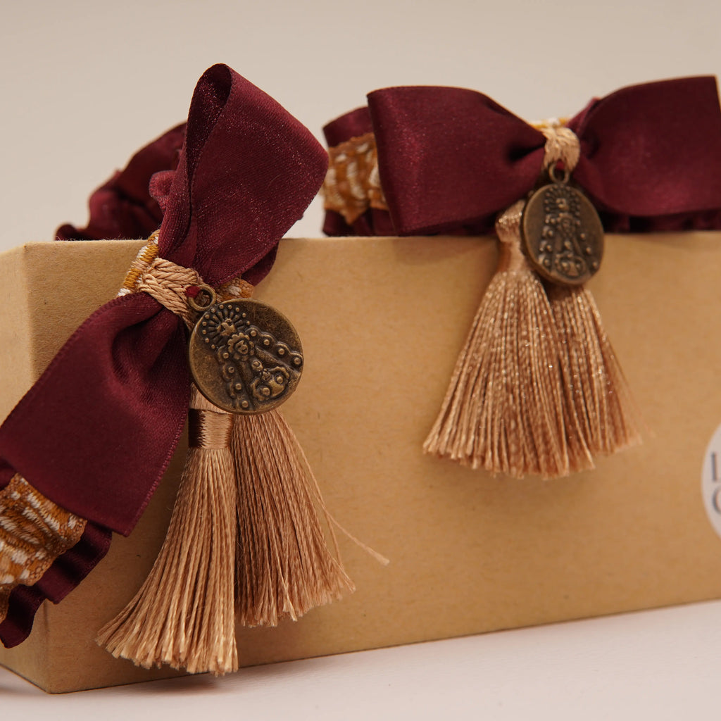 Lligacames Borles granate y ocre (medalla no incluida)