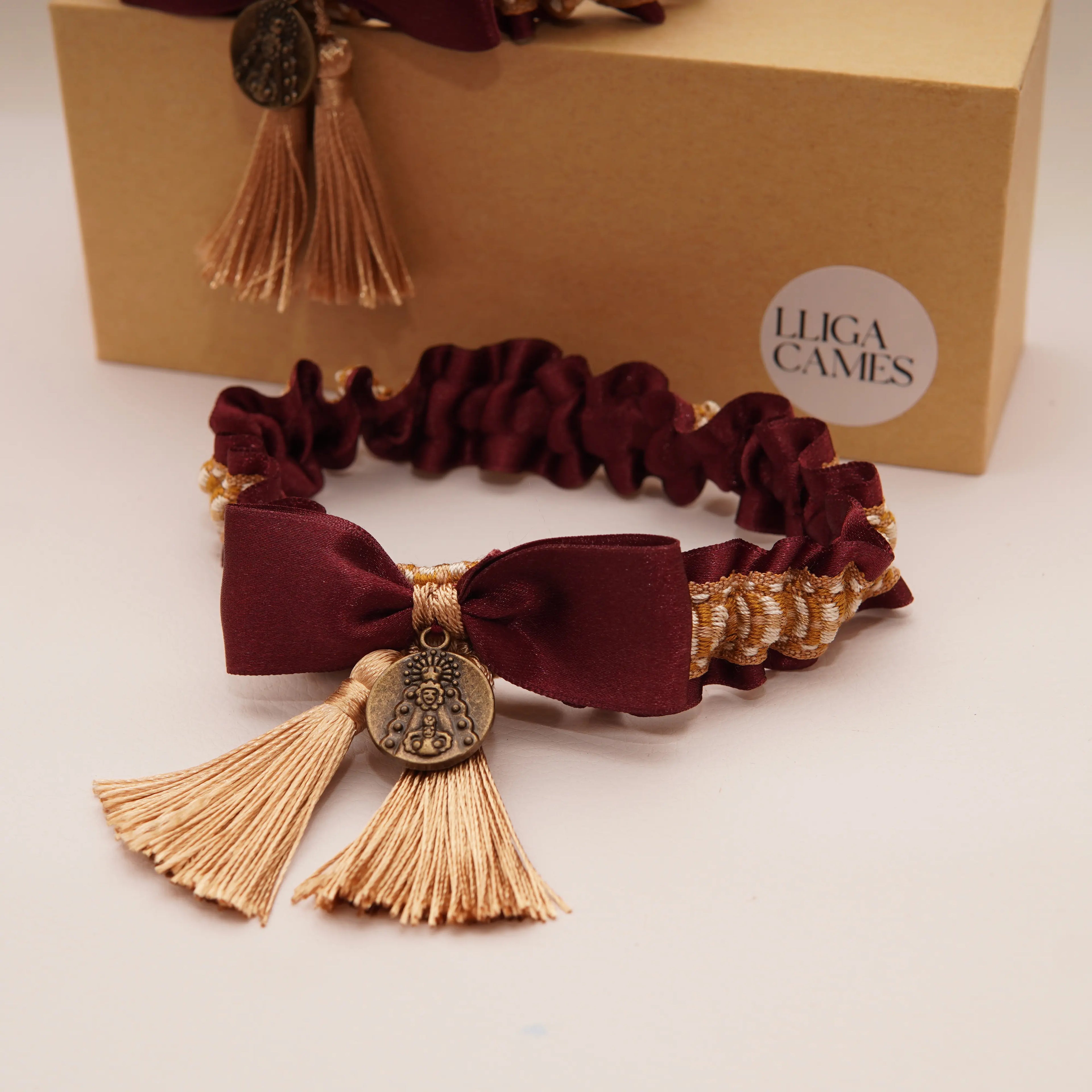 Lligacames Borles granate y ocre (medalla no incluida)