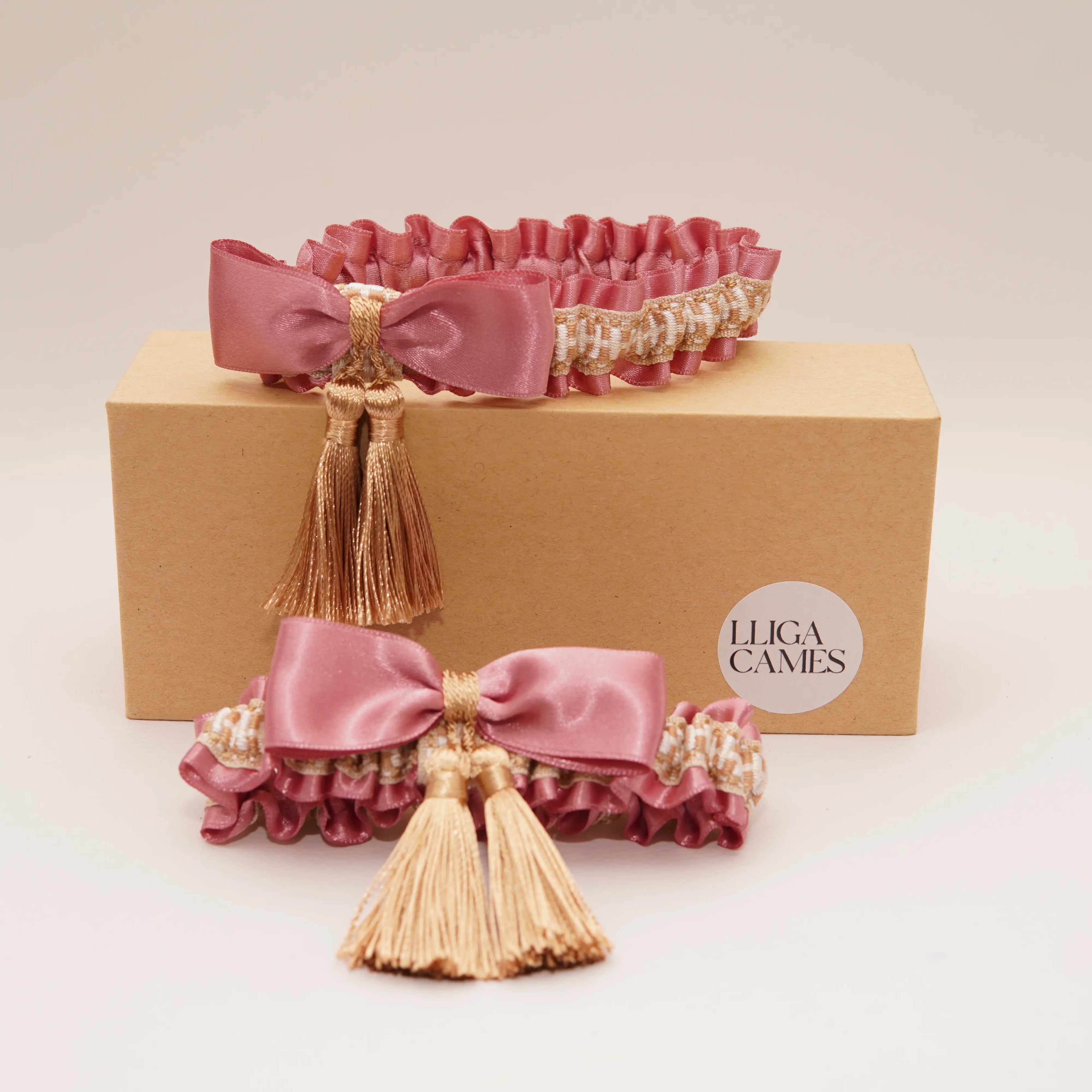 Lligacames Borles rosa bebé y beige