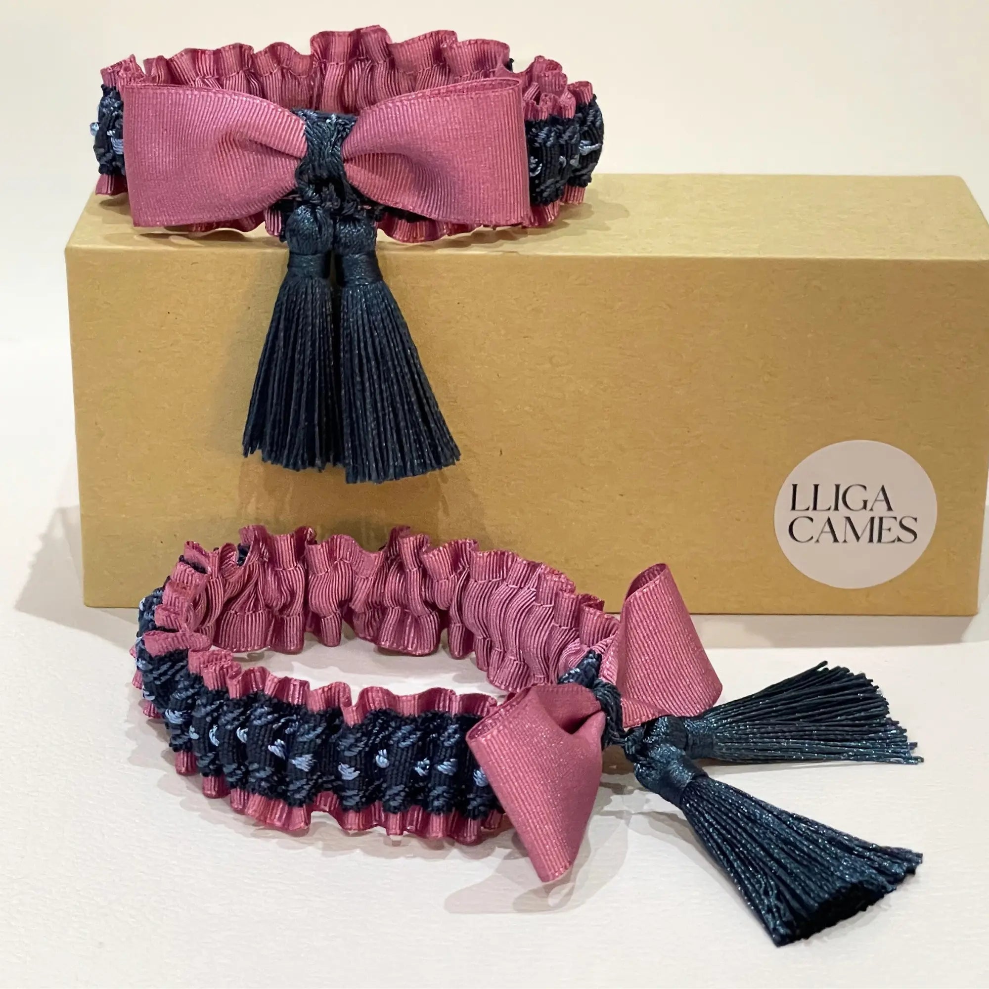 Lligacames Borles rosa y azul marino
