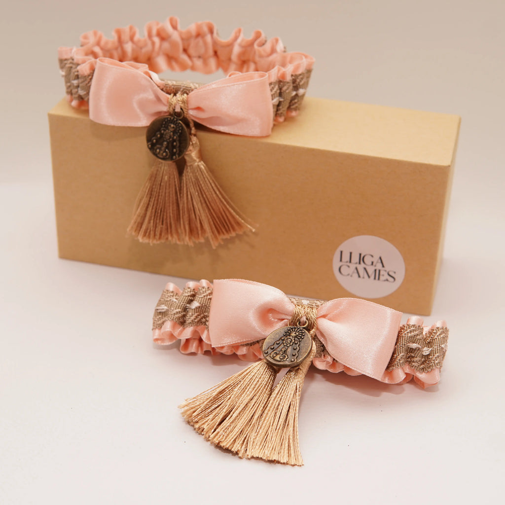 Lligacames Borles salmón y beige (medalla no incluida)