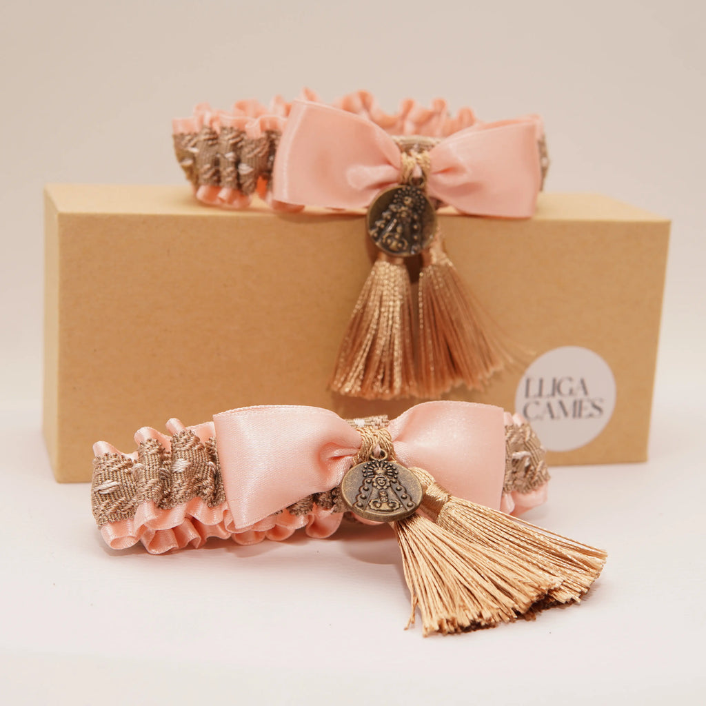 Lligacames Borles salmón y beige (medalla no incluida)