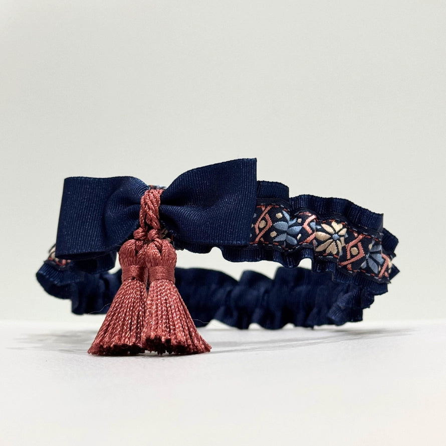 Lligacames Borles azul marino y coral (medalla no incluida)