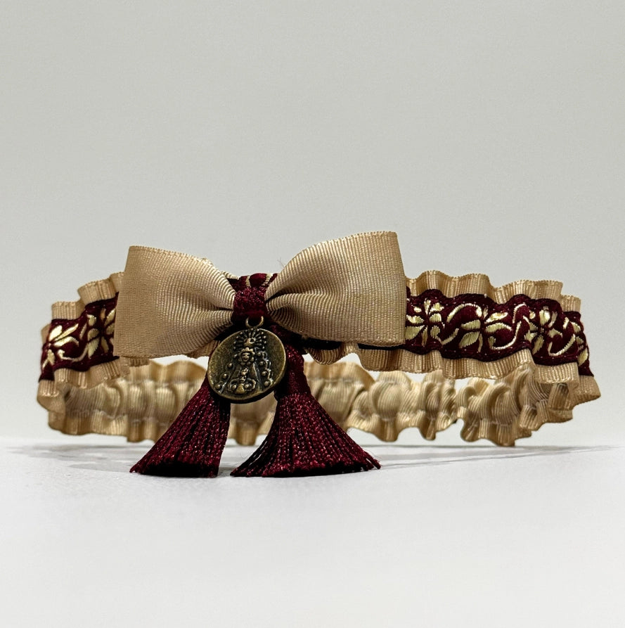 Lligacames Borles beige y granate (medalla no incluida)