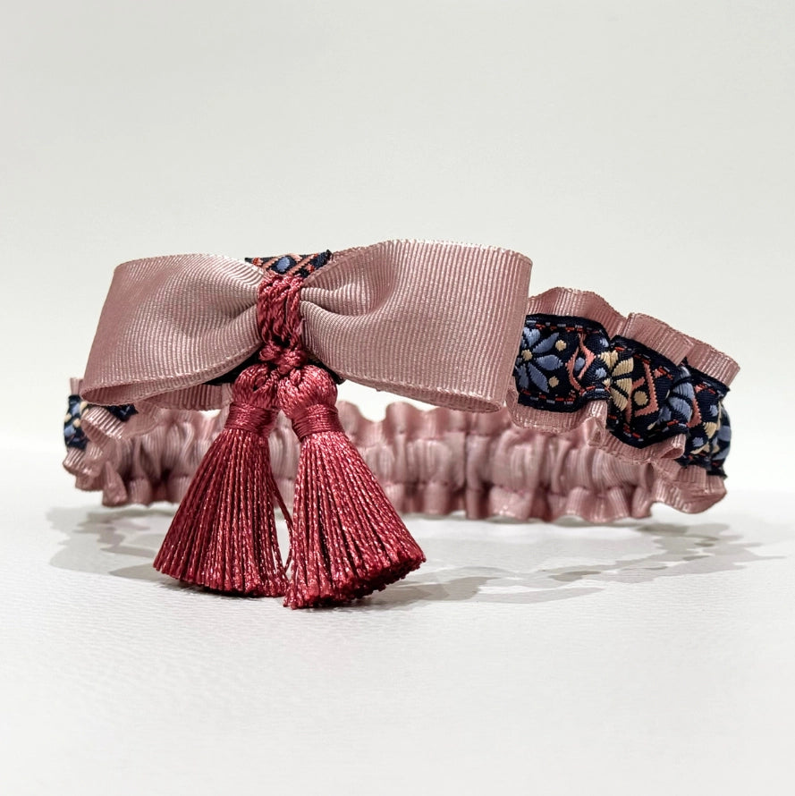 Lligacames Borles rosa empolvado y azul marino