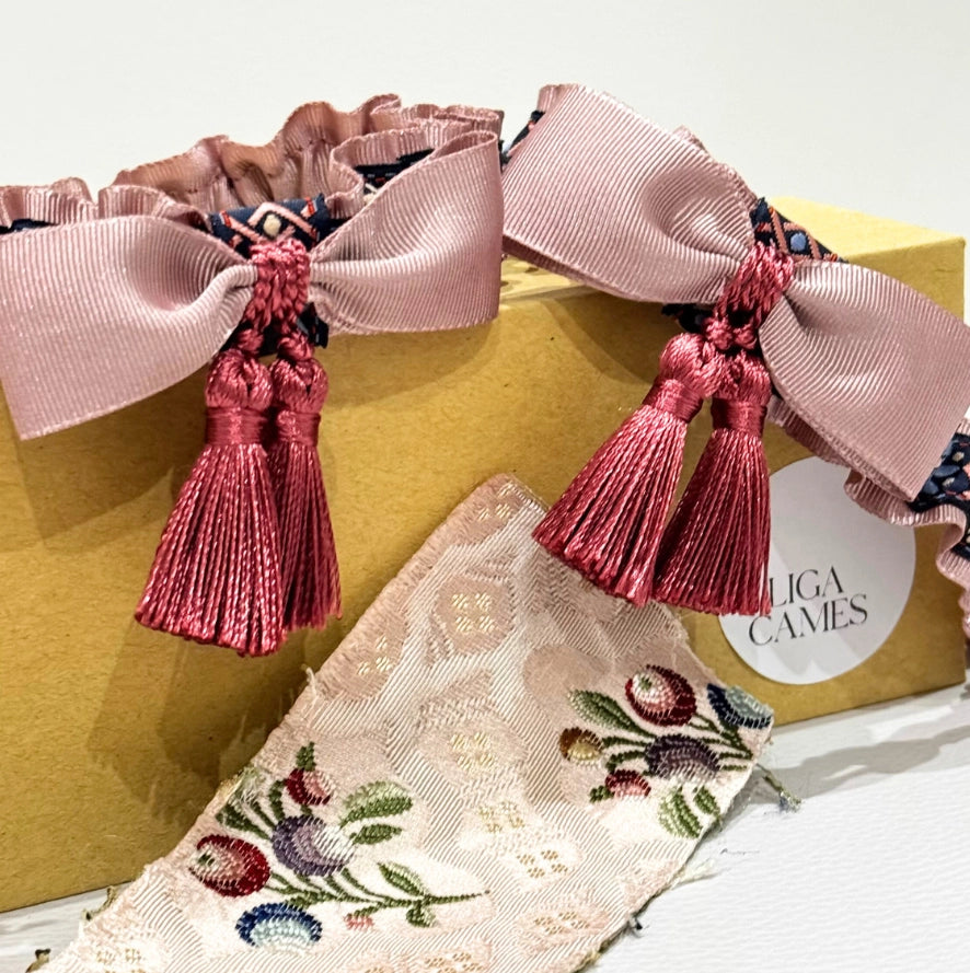 Lligacames Borles rosa empolvado y azul marino