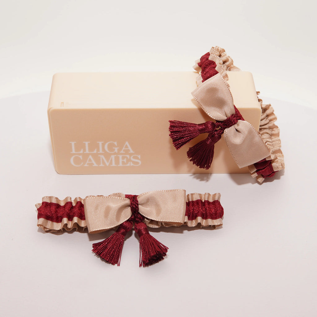 Lligacames Borles beige y granate liso