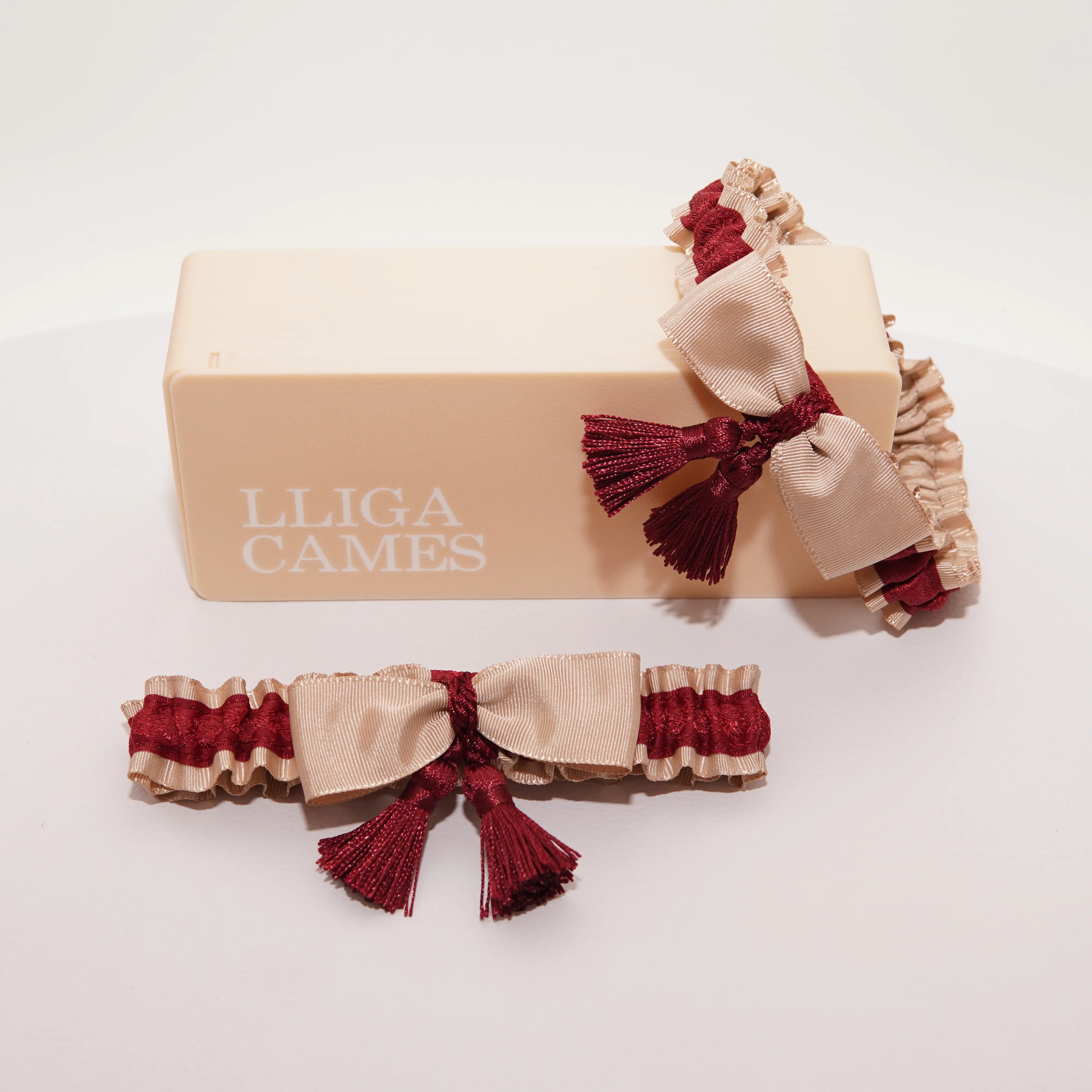 Lligacames Borles beige y granate liso