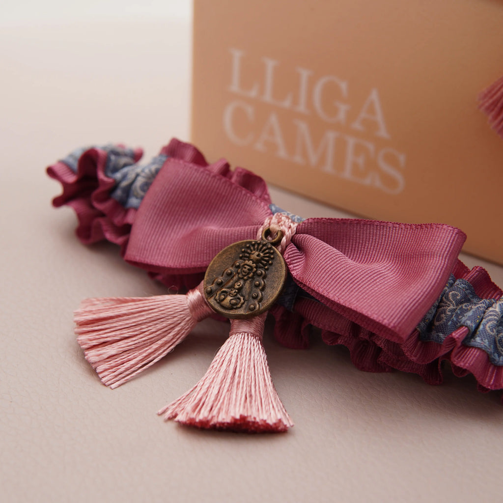Lligacames Borles rosa y azul borlas rosa (medalla no incluida)