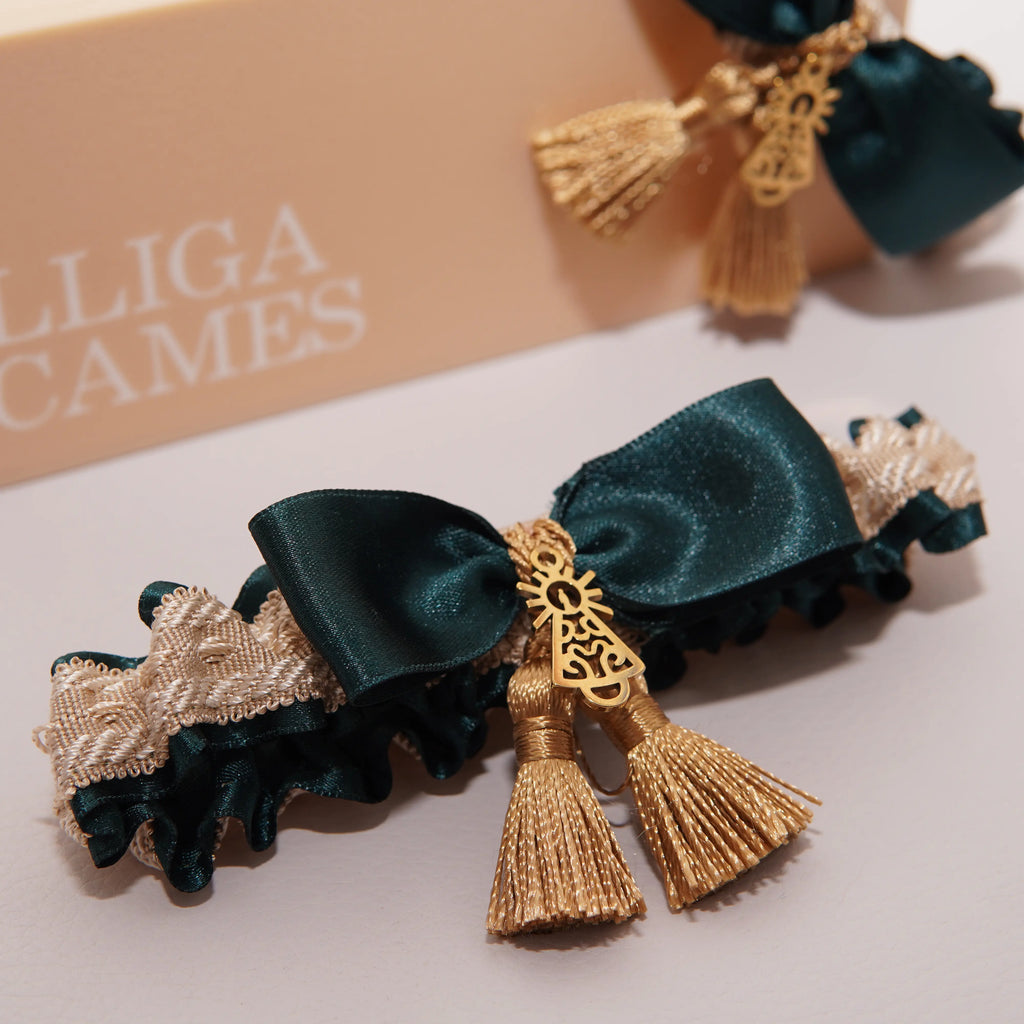Lligacames Borles verde jade y beige (medalla no incluida)