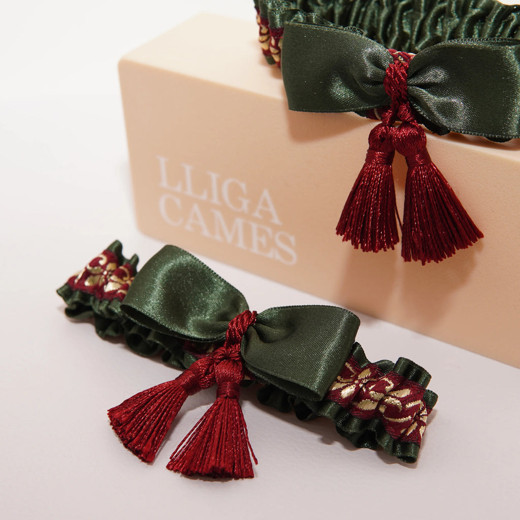 Lligacames Borles verde oscuro y granate (medalla no incluida)