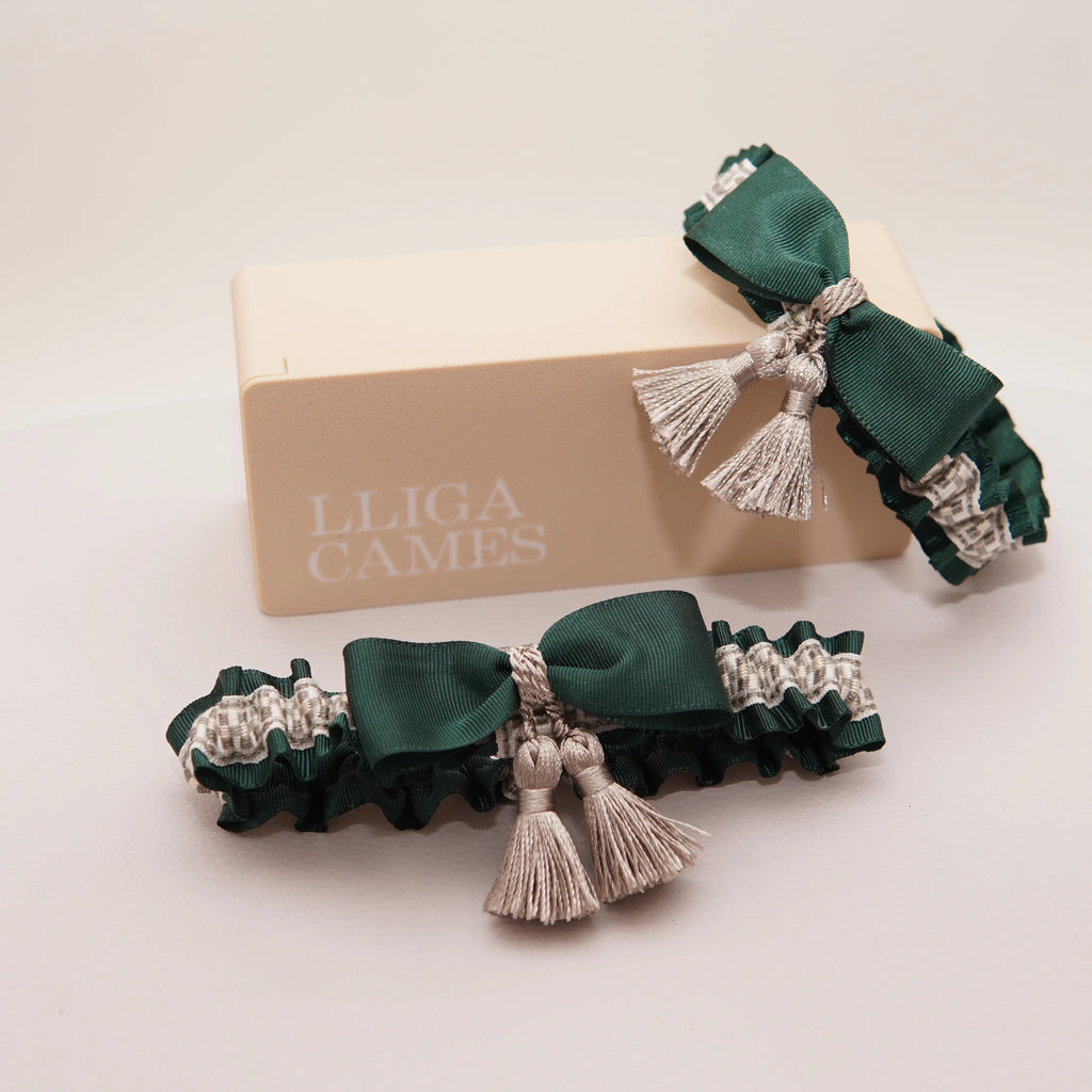 Lligacames Borles verde oscuro y plata