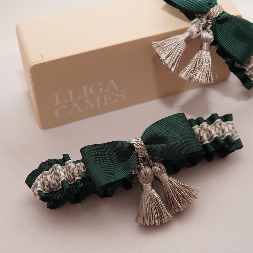 Lligacames Borles verde oscuro y plata